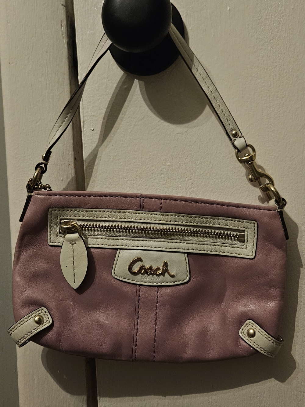 Coach Pinkish Purple Leather Minibag with Cream Trim